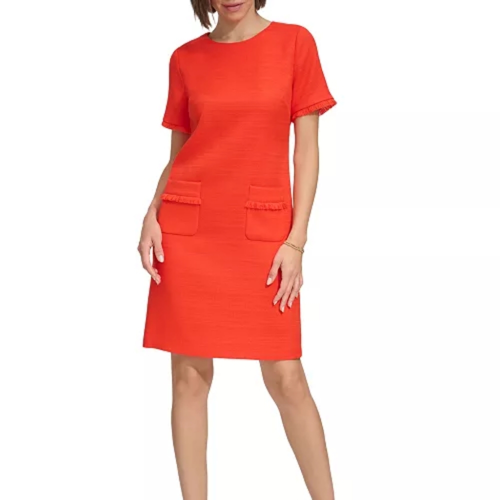 Tommy Hilfiger Fringe Trim Orange Dress Size 10